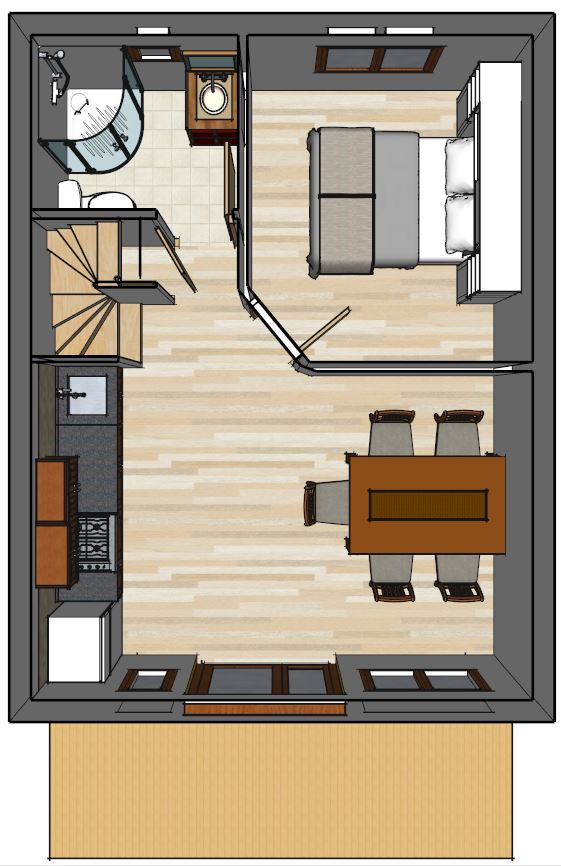 casa de madera sierra planta baja 3d