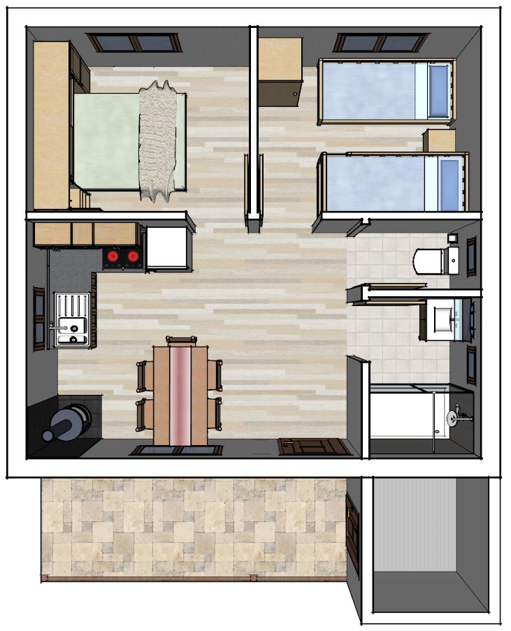 bungalow  económico 3d