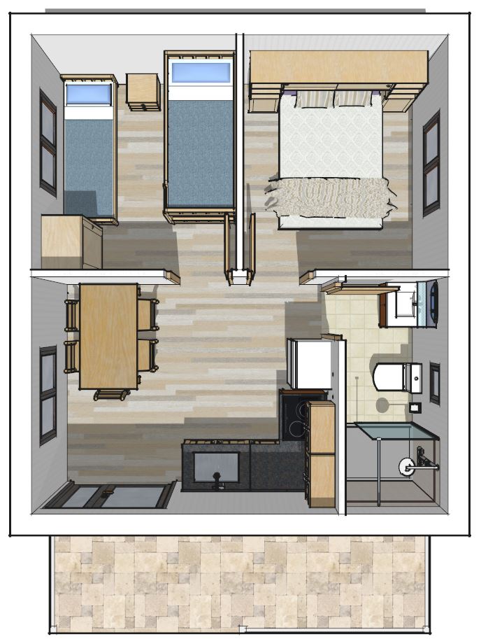 bungalows madera prefabricados modelo family 3d