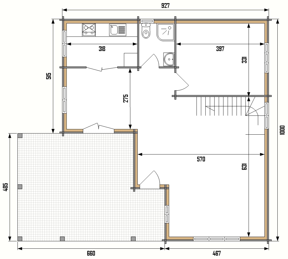 Casas de  tronco plano bajo