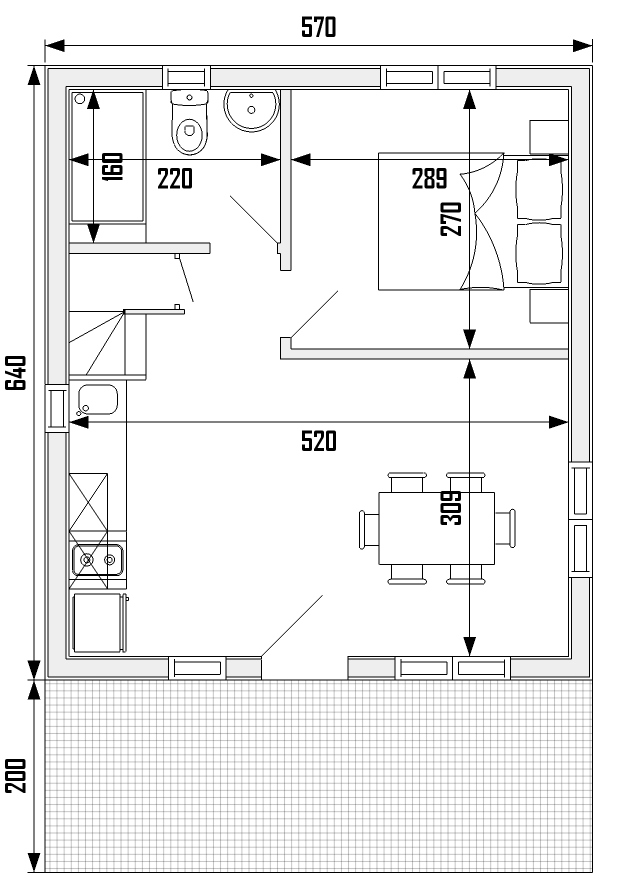 casa de madera sierra  planta baja plano